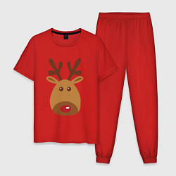 Пижама хлопковая мужская Олень 2022 цвета красный — фото 1