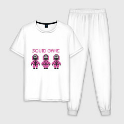 Пижама хлопковая мужская Squid Game 8 Bit, цвет: белый