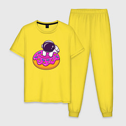 Пижама хлопковая мужская Космический пончик, цвет: желтый