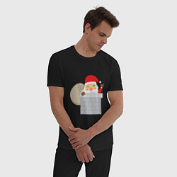 Пижама хлопковая мужская Дед Мороз в трубе, цвет: черный — фото 2