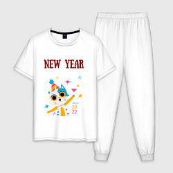 Пижама хлопковая мужская New 2022 yaer, цвет: белый
