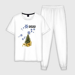Пижама хлопковая мужская Новый год, цвет: белый