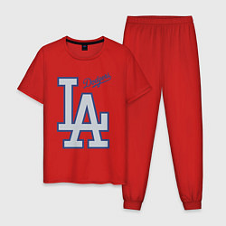 Пижама хлопковая мужская Los Angeles Dodgers - baseball team, цвет: красный