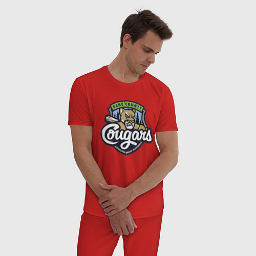 Мужская пижама Kane County Cougars - baseball team / Красный – фото 3
