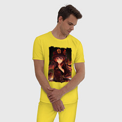 Пижама хлопковая мужская ГЕНШИН ИМПАКТ ХУ ТАО HU TAO, цвет: желтый — фото 2
