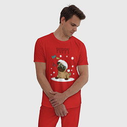 Пижама хлопковая мужская Щенячий восторг, цвет: красный — фото 2