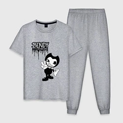 Пижама хлопковая мужская Bendy Бенди и чернильная машина, цвет: меланж