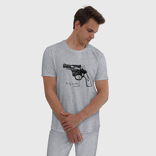 Мужская пижама Andy Warhol revolver sketch / Меланж – фото 3