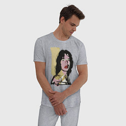 Пижама хлопковая мужская Andy Warhol - Mick Jagger pop art, цвет: меланж — фото 2