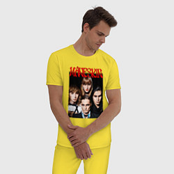 Пижама хлопковая мужская MANESKIN POSTER СОСТАВ, цвет: желтый — фото 2