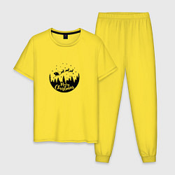 Пижама хлопковая мужская Елочка в новом году 2022, цвет: желтый
