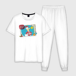 Пижама хлопковая мужская Donald Duck Holiday, цвет: белый