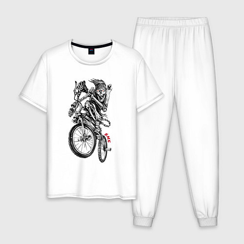 Мужская пижама Skeleton on a cool bike / Белый – фото 1