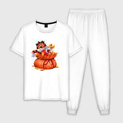 Пижама хлопковая мужская Денежный тигр символ 2022, цвет: белый