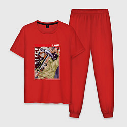 Пижама хлопковая мужская Ван-Пис One Piece, Трафальгар Ло,, цвет: красный