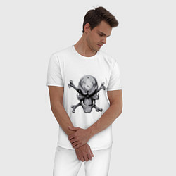 Пижама хлопковая мужская Skull bones, цвет: белый — фото 2