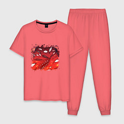 Пижама хлопковая мужская Wall of Flesh цвета коралловый — фото 1