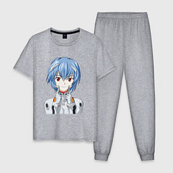 Пижама хлопковая мужская Neon Genesis Evangelion Рей, цвет: меланж