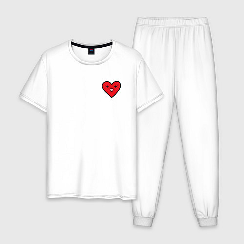 Мужская пижама Сердечко смайлик / Белый – фото 1