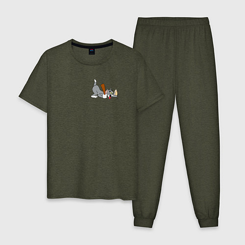 Мужская пижама Tom catches Jerry / Меланж-хаки – фото 1