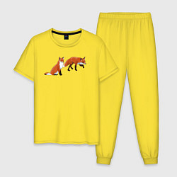 Мужская пижама Акварельные лисы пара