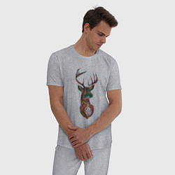 Пижама хлопковая мужская Образ оленя из линий, цвет: меланж — фото 2