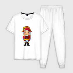 Пижама хлопковая мужская Новогодняя игрушка щелкунчик, цвет: белый