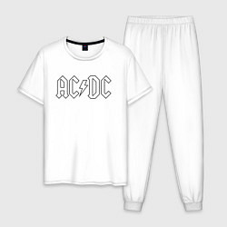 Пижама хлопковая мужская ACDC Logo Молния, цвет: белый