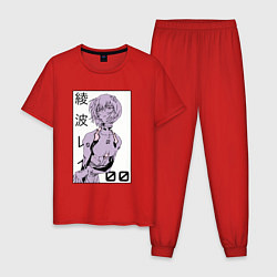 Пижама хлопковая мужская Neon Genesis Evangelion Рей 09, цвет: красный