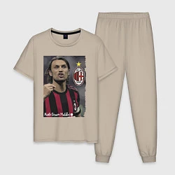 Пижама хлопковая мужская Paolo Cesare Maldini - Milan, captain, цвет: миндальный