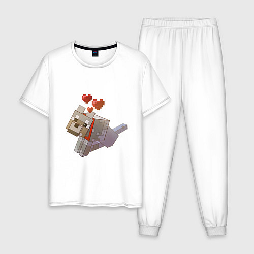 Мужская пижама Майнкрафт - милая собачка / Белый – фото 1