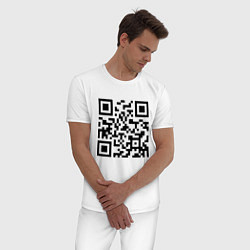 Пижама хлопковая мужская Хочу в тайгу - QR code, цвет: белый — фото 2