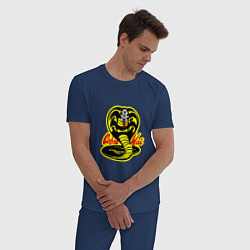 Пижама хлопковая мужская Кобра кай лого, цвет: тёмно-синий — фото 2
