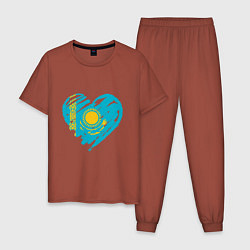 Пижама хлопковая мужская Kazakhstan Heart, цвет: кирпичный