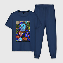 Пижама хлопковая мужская Ромеро Бритто Mona Cat, цвет: тёмно-синий
