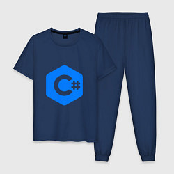 Пижама хлопковая мужская Язык программирования C Sharp, цвет: тёмно-синий