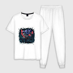 Пижама хлопковая мужская Omen арт, цвет: белый