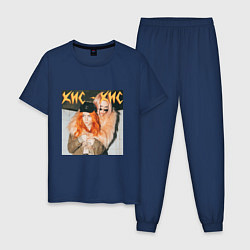 Пижама хлопковая мужская КИС-КИС Вайб, цвет: тёмно-синий