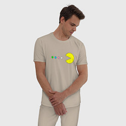 Пижама хлопковая мужская Pac - man Для пары, цвет: миндальный — фото 2