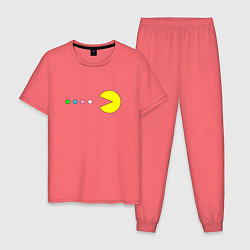 Пижама хлопковая мужская Pac - man Для пары, цвет: коралловый