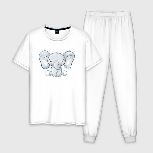 Мужская пижама Маленький милый слоненок / Белый – фото 1