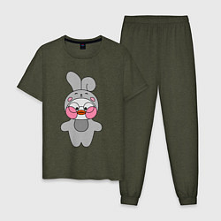 Пижама хлопковая мужская Утенок Лалафанфан - Костюм зайца, цвет: меланж-хаки