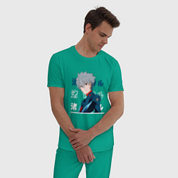 Пижама хлопковая мужская Евангелион Neon Genesis Evangelion, Kaworu Nagisa, цвет: зеленый — фото 2