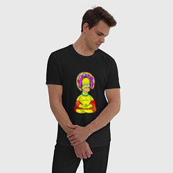 Пижама хлопковая мужская Гомер - бог пончиков, цвет: черный — фото 2