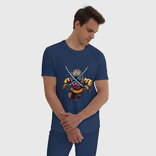 Мужская пижама Иноске Хашибира с мечами Клинок рассекающий демоно / Тёмно-синий – фото 3
