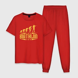 Пижама хлопковая мужская Биатлон эволюция, цвет: красный