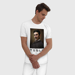 Пижама хлопковая мужская Тесла 2022, цвет: белый — фото 2