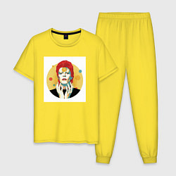 Пижама хлопковая мужская Дэвид Боуи 2022, цвет: желтый
