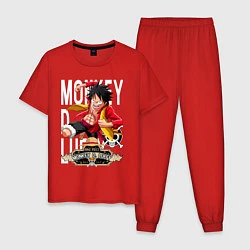 Пижама хлопковая мужская One Piece Monkey Большой Куш Манки, цвет: красный