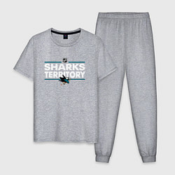 Пижама хлопковая мужская SHARKS TERRITORY САН-ХОСЕ ШАРКС, цвет: меланж